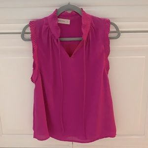 NWT The Impeccable Pig Boutique Magenta Sleeveless, Tie Neck Top Sz S